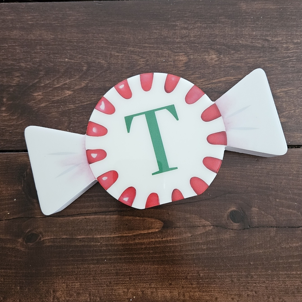 Ashland Christmas Peppermint Lane Tabletop Decor Candy with Letter‎ T NEW